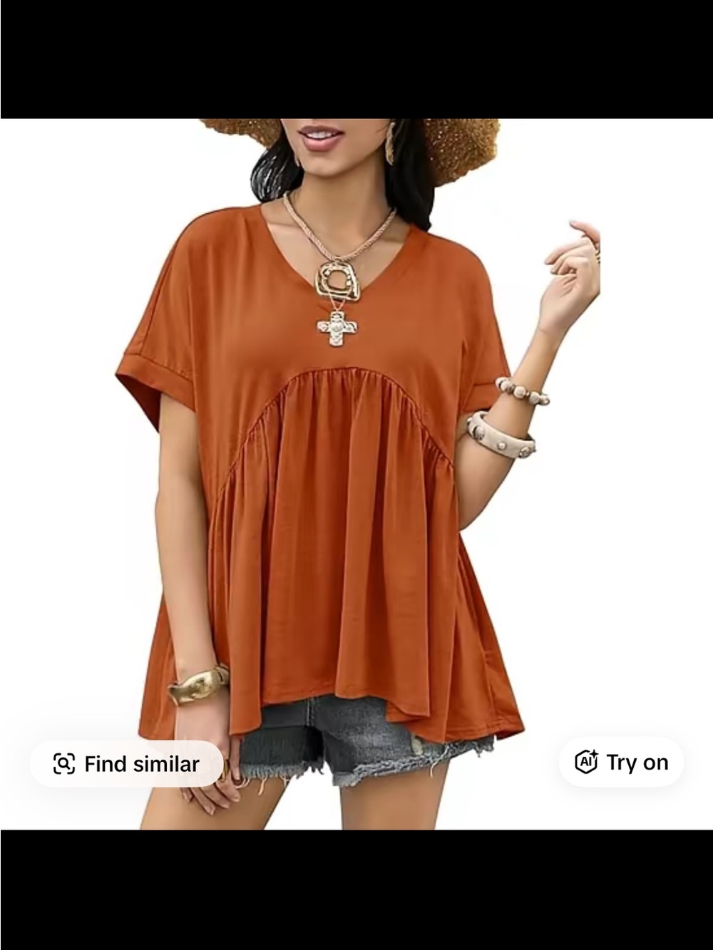 NWT Babydoll Flowy Top in “Brick Red” / Rust